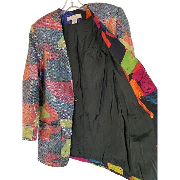 Vintage Sandy Starkman Sequin Blazer Abstract Art Plants EUC Size Small - Picture 4 of 7